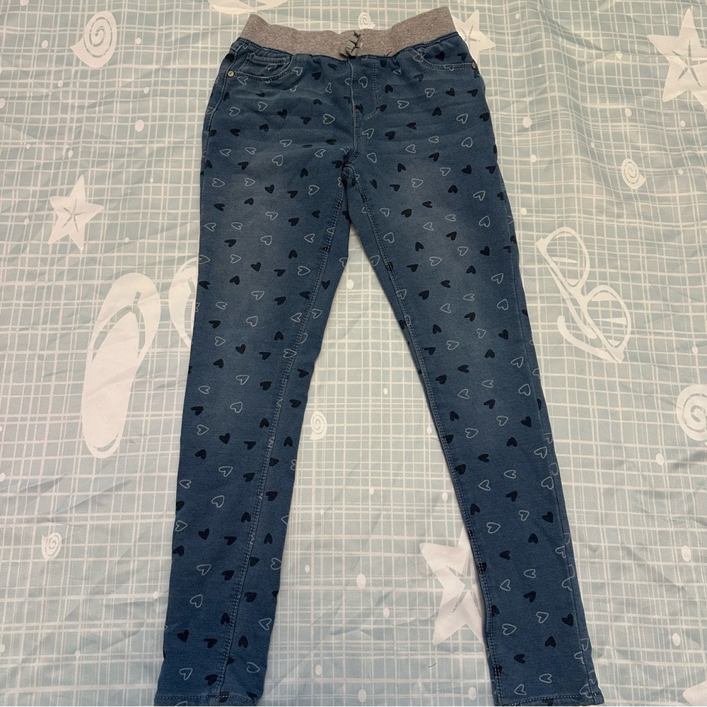 Stylish Blue Heart Patterned Girls’ jeggings